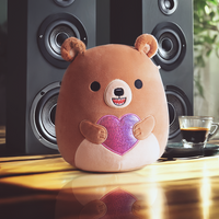 8-Inch Stokely the Brown Kodiak Bear Holding a Rainbow Heart - 1