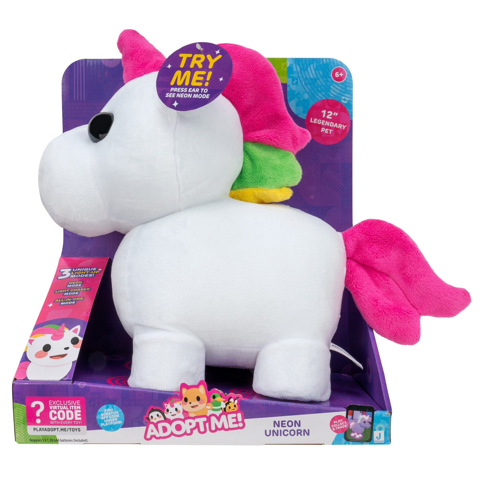 adopt me spielzeug Adopt Me! Neon Unicorn Light-Up Plush | Jazwares