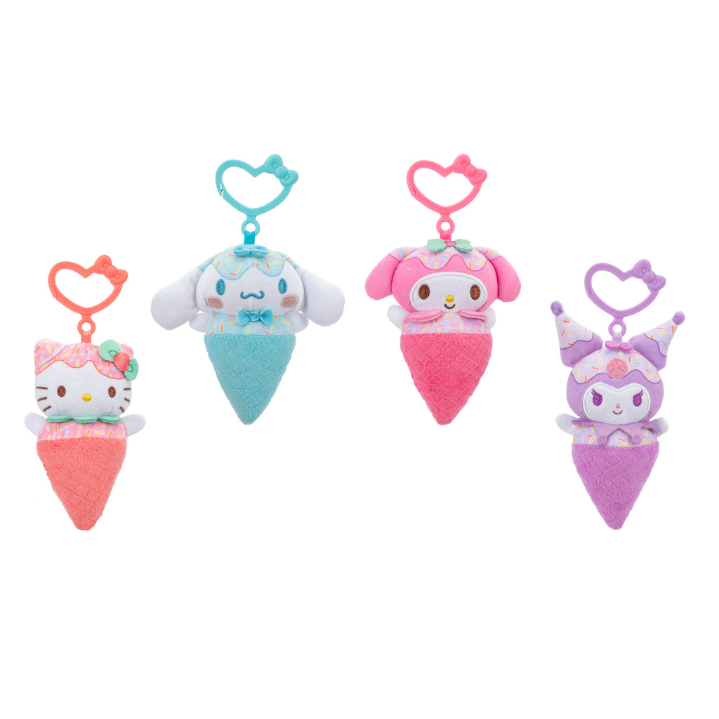 Comp K Kitty Hello Kitty and Friends 4-Pack Ice Cream Clip-On Plush | Jazwares