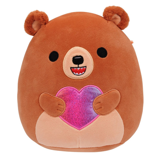 8-Inch Stokely the Brown Kodiak Bear Holding a Rainbow Heart