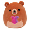 8-Inch Stokely the Brown Kodiak Bear Holding a Rainbow Heart