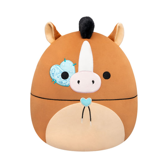 12-Inch Brisby the Brown Horse with Bolo Tie and Heart Eyepatch