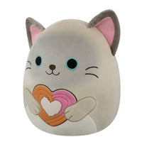 12-Inch Felton the Siamese Cat Holding Heart Churro - 1