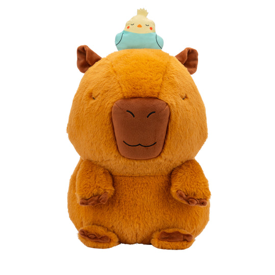 Russ 14-Inch Sleepy Capybara with Bird Plush