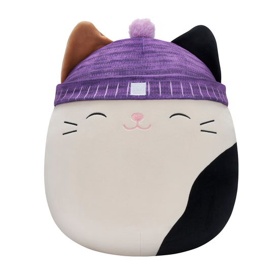 14-Inch Cam Calico Cat with Purple Hat