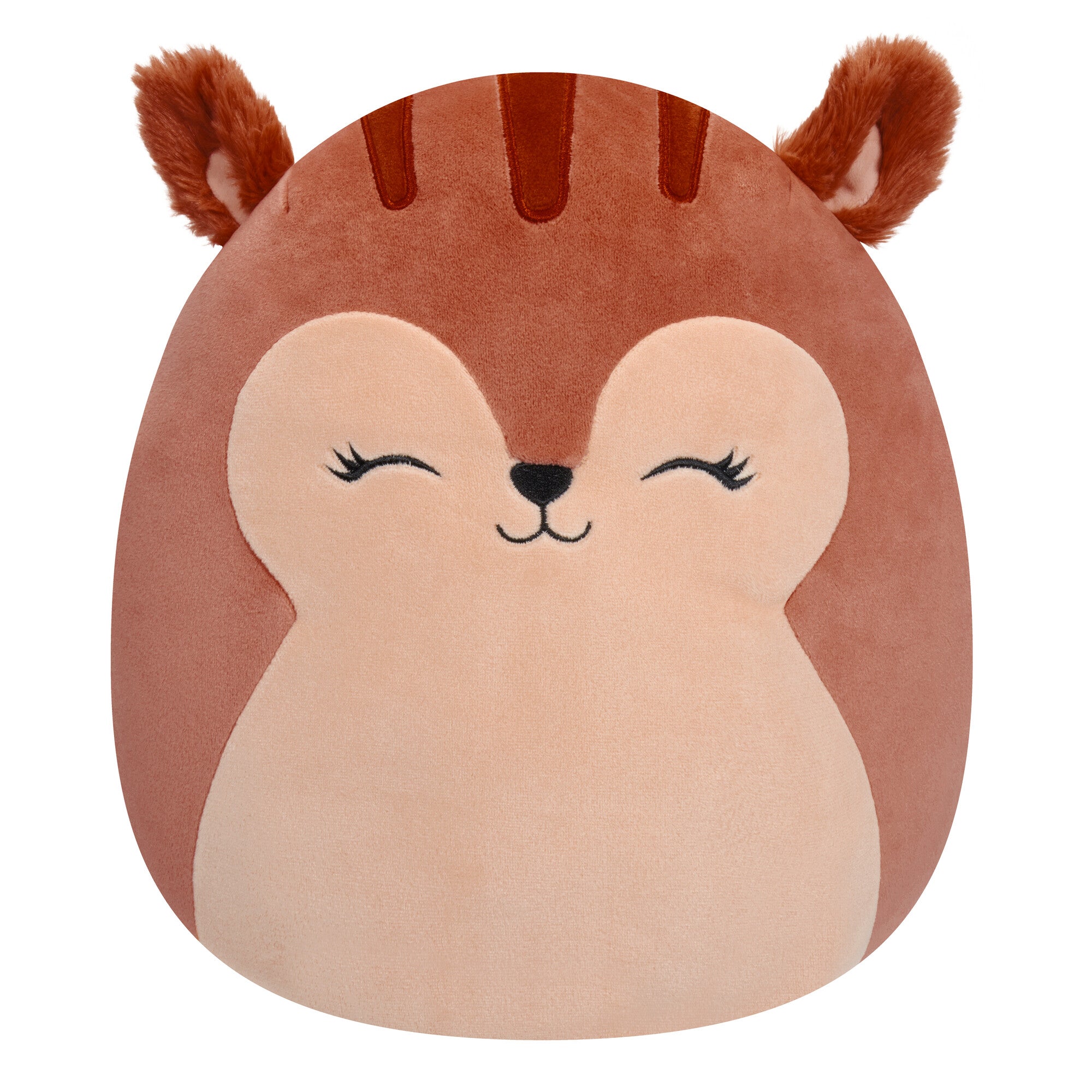 Plush pillow-like toy of a smiling squirrel