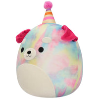 12-Inch Delenne the Rainbow Tie-Dye Dog With Party Hat - 1