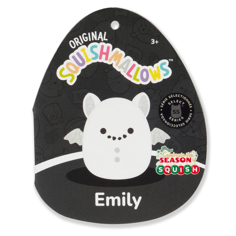 Squishmallows - Pipistrello Emily originale da 20,3 cm con orecchie e pancia scintillanti, di medie dimensioni, in peluche ufficiale Jazwares
