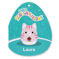 14-Inch Laura the Pink Tabby Cat Holding Birthday Cupcake - 4