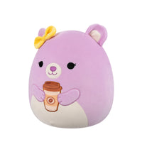 12-Inch Faine the Pink Bear with Bow Holding Coffee - 1