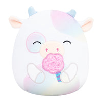 5-Inch Belozi the White And Rainbow Tie-Dye Cow Holding Cotton Candy - 0