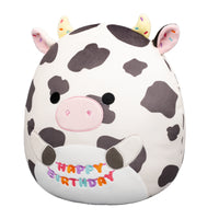 12-Inch Colin the Black and White Cow Holding Birthday Sign - 1
