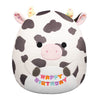 12-Inch Colin the Black and White Cow Holding Birthday Sign