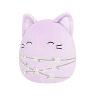 8-Inch Mak the Lavender Cat Wrapped with Flower Stems - 1