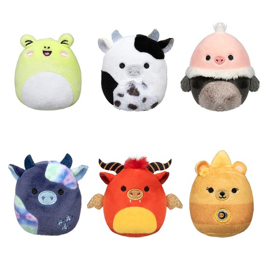 Micromallows Select Series 6-Pack - Ulga Cow, Mei Lien Honey Bear, Agnes Rose Ostrich, Jarik Dragon, Wyatt Frog, Rivka Cow