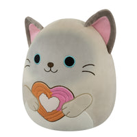 12-Inch Felton the Siamese Cat Holding Heart Churro - 1