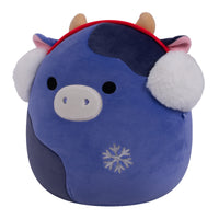 8-Inch Ingrid the Dark Purple Cow with Earmuffs and Silver Snowflake - 1