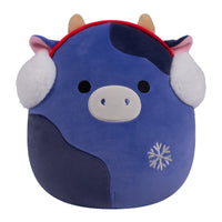 8-Inch Ingrid the Dark Purple Cow with Earmuffs and Silver Snowflake - 0