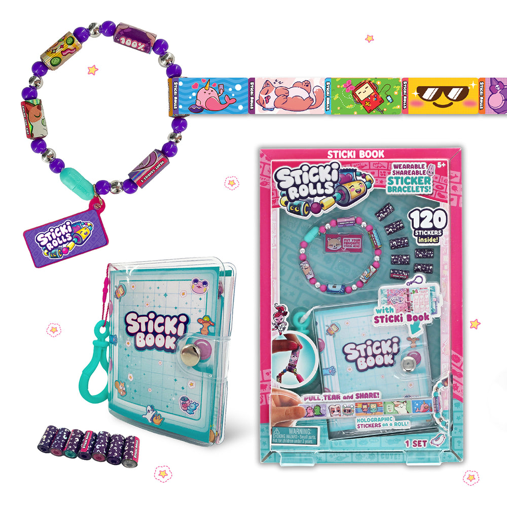 Sticki Rolls Sticki Book - Wearable &amp; Shareable Sticker Bracelet + Collection Sticki Book - 1